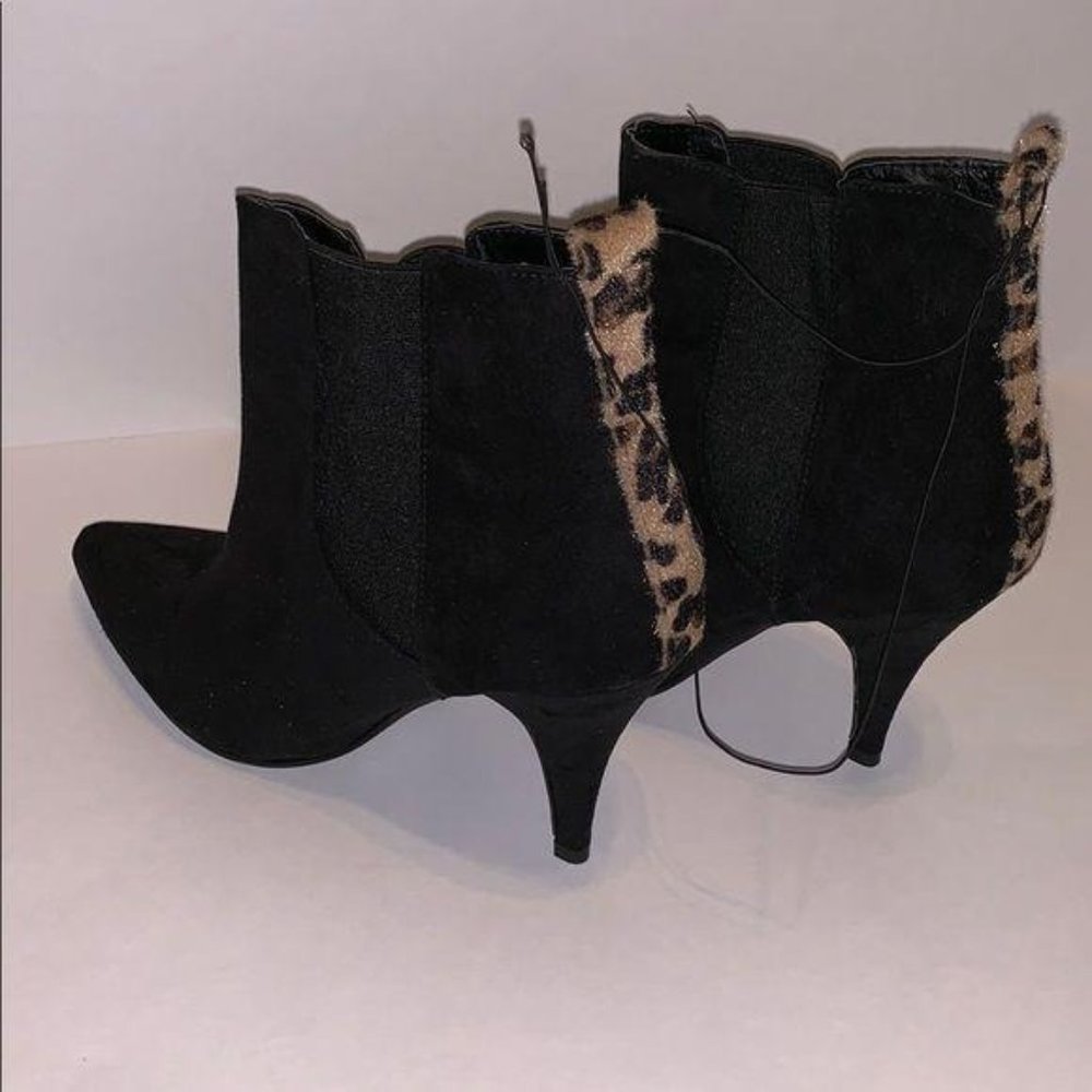 Leopard Print Black Boots